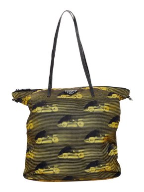 Prada Yellow & black printed nylon Tessuto Stampato tote bag