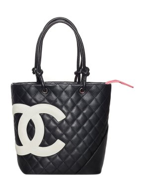 Chanel Vintage black leather Cambon Ligne tote bag