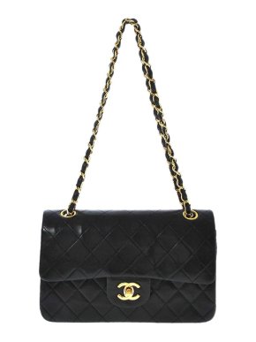 Chanel Black leather quilted CC small flap bag