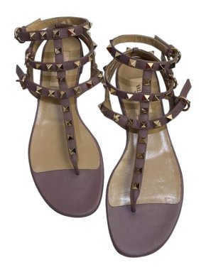 Valentino Garavani Lilac leather Rockstud flat sandals