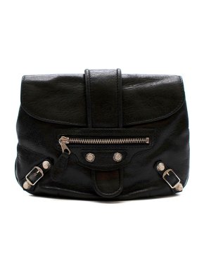 Balenciaga Vintage Black Lambskin Motocross City Pochette