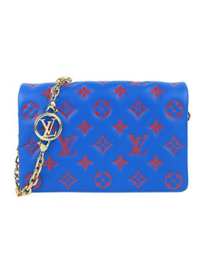 Louis Vuitton Blue & red Monogram empriente leather Coussin chain wallet
