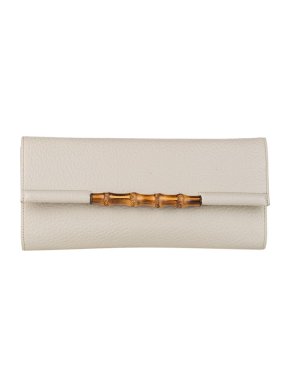 Gucci Vintage ivory leather Bamboo strap wallet