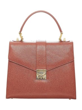 MCM Cognac-brown leather flap box bag