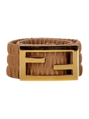 Fendi Tan ruched canvas FF belt 75