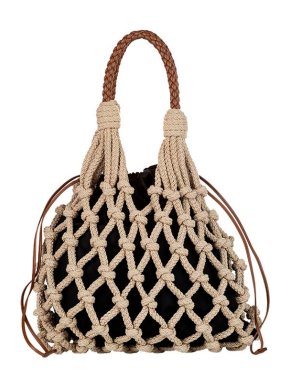 Prada Black & beige knotted rope bag