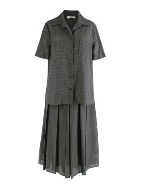 Fendi Grey perforated wool flannel shirt & skirt