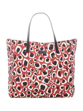 Gucci Red leopard print nylon tote bag