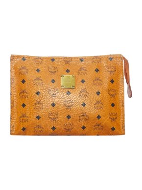 MCM Cognac Visetos leather clutch bag