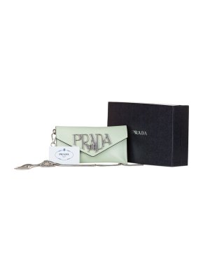 Prada Mint green logo hardware envelope clutch bag