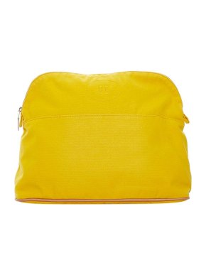 Hermes Yellow canvas Bolide Trousse de Voyage canvas pouch
