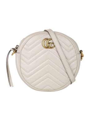Gucci White leather mini GG Marmont crossbody bag