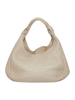 Bottega Veneta Ivory perforated leather hobo bag