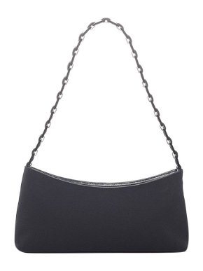 Salvatore Ferragamo Vintage black nylon chain shoulders strap baguette