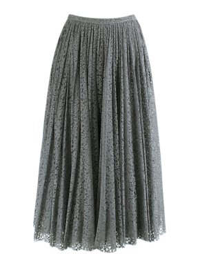 Dior Grey corded lace pleated skirt