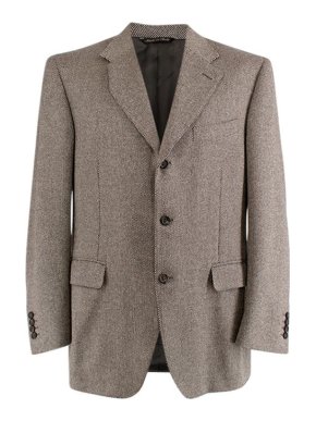 Canali beige & black basketweave cashmere blazer