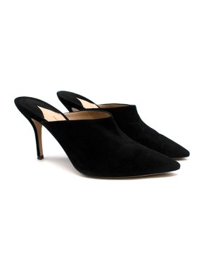 Paul Andrew Black suede point toe heeled mules