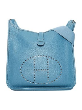 Hermes Blue Jean Clemence Leather Evelyne GM