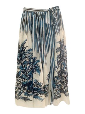 Dior Striped Tropical Print Wrap Skirt