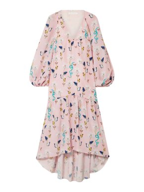 Pink Asymmetric Crepe De Chine Matilde Dress