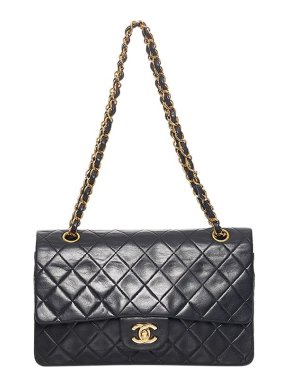 Chanel Black lambskin leather quilted Double Flap bag