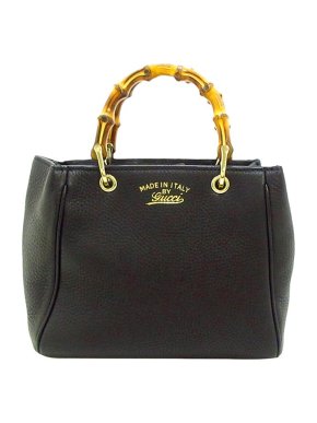 Gucci Vintage black leather Bamboo Shopper tote bag