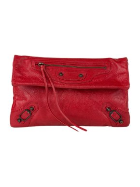 Balenciaga Red lambskin leather Motocross Giant 12 clutch bag