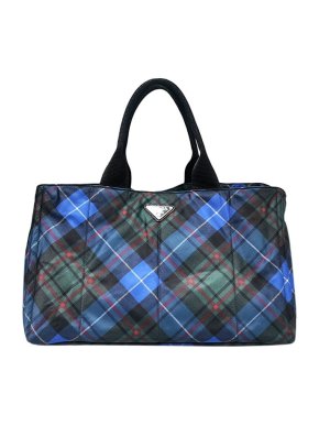 Prada Plaid canvas Canapa tote bag