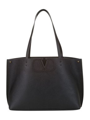 Valentino Garavani Black leather V-Logo tote bag