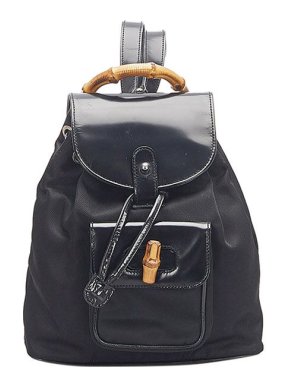 Gucci Vintage black canvas Bamboo backpack