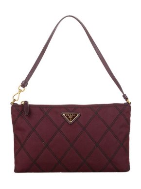 Prada Vintage burgundy nylon Tessuto Impunto baguette