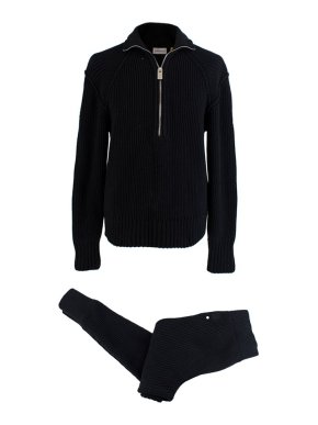 Moncler Genius x 1017 Alyx  navy ribbed knit 1/2 zip track top & joggers