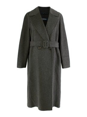 MaxMara S' Grey Wool Belted Long Coat