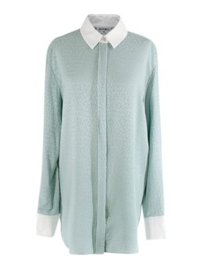 Chanel Duck egg blue CC silk jacquard shirt