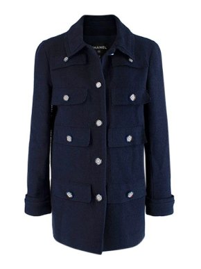 Chanel Navy Cotton Tweed Tailored Jacket
