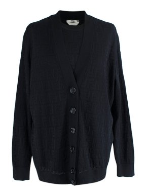 Fendi Black cotton FF jacquard top & cardigan