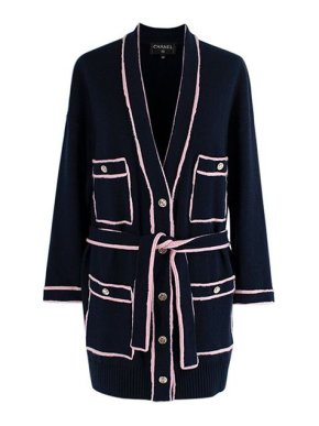 Chanel Blue & Pink Cashmere Knit Belted Mini Dress