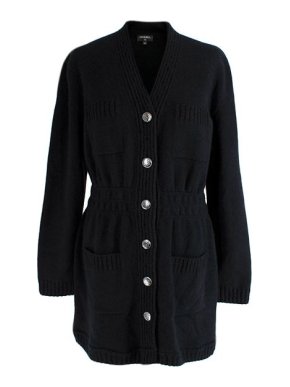Chanel Black Cashmere Knit Longline Cardigan