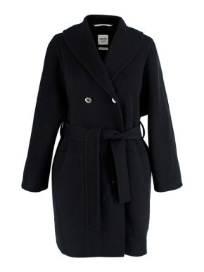 Hermes black double-faced cashmere shawl collar coat