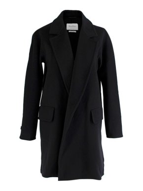 MaxMara Black Cashmere Open Coat