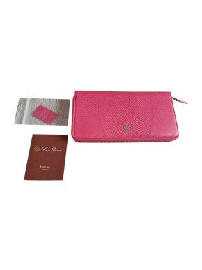 Loro Piana Pink lizard zip-around long wallet