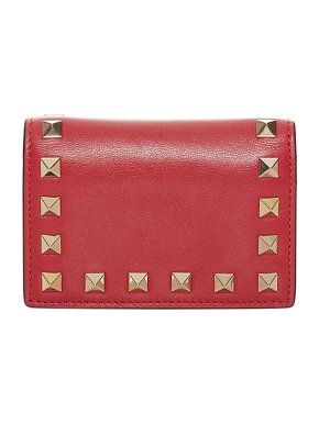 Valentino Garavani Red leather Rockstud compact wallet