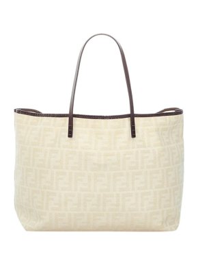 Fendi Vintage ivory Zucca Roll canvas tote bag
