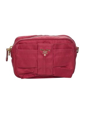 Prada Raspberry red nylon Fiocco Bow Tessuto camera bag