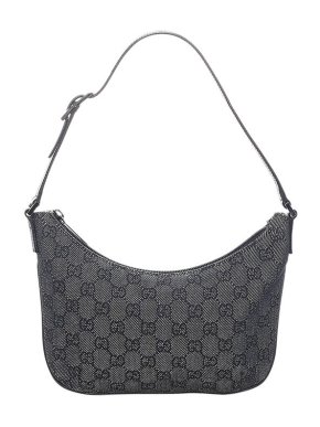 Gucci Vintage black GG canvas Boat bag