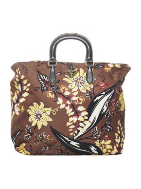 Prada Brown printed nylon Tessuto Stampato tote bag