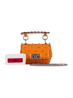 Valentino Garavani Orange patent leather Rockstud Spike micro bag