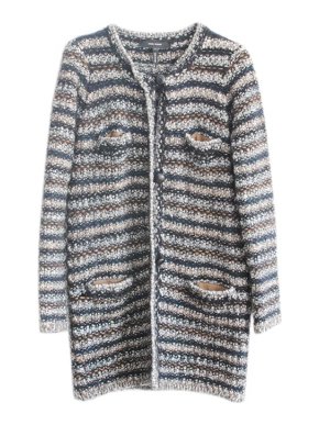 Isabel Marant Grey & beige boucle tweed longline cardigan