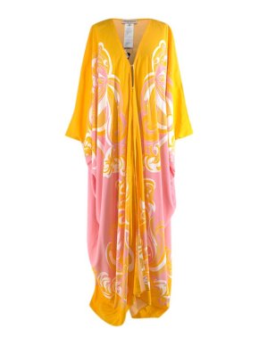 Emilio Pucci Yellow and Pink Printed Viscose Kaftan