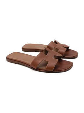 Hermes Tan leather Oran sandals